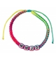 Bracelet en textile arc-en-ciel avec les lettres "WWJD"
