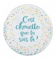 Magnet rond motif pois et le "C'est chouette que tu sois là !"