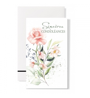 Carnet Condoléances Fleurs roses et branchages