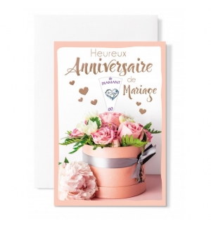 Carnet Anniversaire De Mariage Bouquet dans boîte ronde