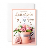 Carnet Anniversaire De Mariage Bouquet dans boîte ronde