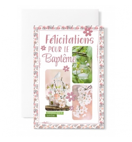 Carnet Baptême Cage à oiseaux fleurie