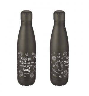 Bouteille isotherme "Celui qui croit en moi" argent mat