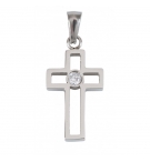 Pendentif Croix en acier inoxydable et zirconium