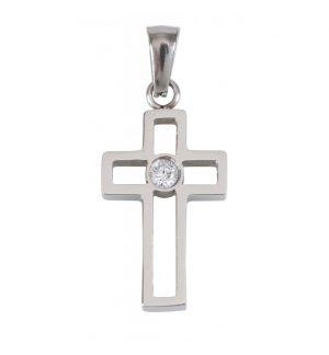 Pendentif Croix en acier inoxydable et zirconium