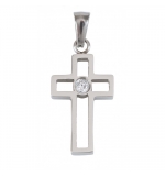 Pendentif Croix en acier inoxydable et zirconium