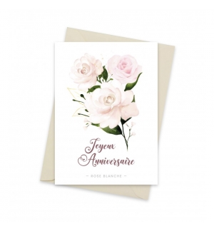 Carte parfumée Rose blanche - Joyeux Anniversaire