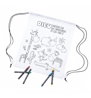 Sac animaux à colorier avec crayons de cire