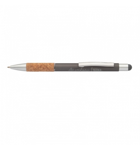 Stylo tactile en aluminium et liège Confiance gris Stylo tactile en aluminium et liège Confiance gris