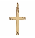 PENDENTIF CROIX PLAQUÉ OR GRAND MODELE STRIE dim 25x16 mm