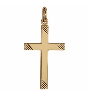 PENDENTIF CROIX PLAQUÉ OR GRAND MODELE STRIE dim 25x16 mm