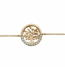  BRACELET PLAQUÉ OR ARBRE DE VIE OXYDES BLANCS SERTIS 16+3CM