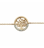  BRACELET PLAQUÉ OR ARBRE DE VIE OXYDES BLANCS SERTIS 16+3CM