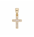 PENDENTIF CROIX PLAQUÉ OR OXYDES BLANCS SERTIS PETIT MODELE
