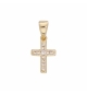 PENDENTIF CROIX PLAQUÉ OR OXYDES BLANCS SERTIS PETIT MODELE