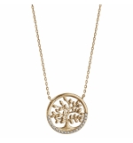 COLLIER PLAQUÉ OR ARBRE DE VIE OXYDES BLANCS SERTIS 40+5CM COLLIER PLAQUÉ OR ARB