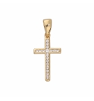 PENDENTIF CROIX PLAQUÉ OR OXYDES BLANCS SERTIS GRAND MODELE
