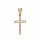 PENDENTIF CROIX PLAQUÉ OR OXYDES BLANCS SERTIS GRAND MODELE