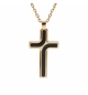 COLLIER ACIER ET PVD JAUNE CHAINE FORCAT AVEC PENDENTIF CROIX 35 X 25MM ET RESIN