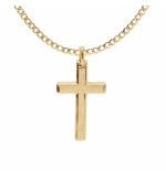COLLIER ACIER ET PVD JAUNE CHAINE GOURMETTE AVEC PENDENTIF CROIX 33 X 17MM 55+5C