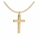 COLLIER ACIER ET PVD JAUNE CHAINE GOURMETTE AVEC PENDENTIF CROIX 33 X 17MM 55+5C