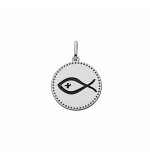 PENDENTIF ARGENT RHODIE GRAVURE ICHTHUS (POISSON)