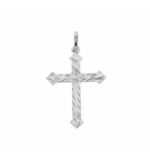 PENDENTIF ARGENT RHODIE CROIX DIAMANTÉ