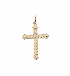 PENDENTIF ARGENT ET DORURE JAUNE CROIX DIAMANTÉ