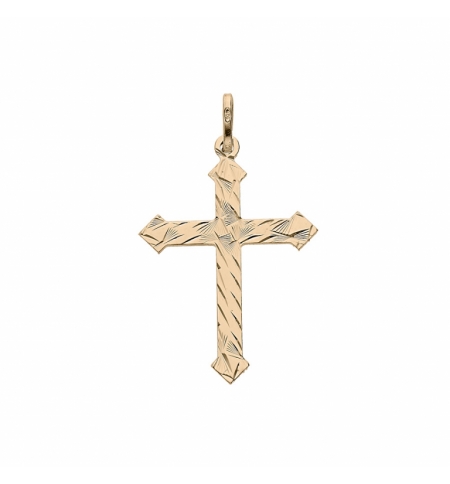 PENDENTIF ARGENT ET DORURE JAUNE CROIX DIAMANTÉ