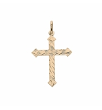 PENDENTIF ARGENT ET DORURE JAUNE CROIX DIAMANTÉ