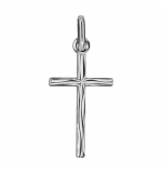 PENDENTIF PETITE CROIX ARGENT RHODIE "GRAVURE ASPECT BOIS"