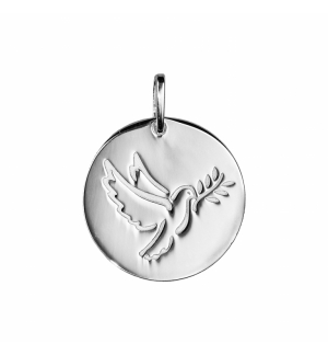 PENDENTIF ARGENT RHODIE MEDAILLE RONDE COLOMBE