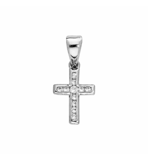 PENDENTIF CROIX ARGENT RHODIE OXYDES BLANCS SERTIS PETIT MODELE