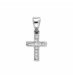 PENDENTIF CROIX ARGENT RHODIE OXYDES BLANCS SERTIS PETIT MODELE