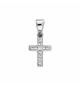 PENDENTIF CROIX ARGENT RHODIE OXYDES BLANCS SERTIS PETIT MODELE