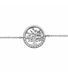 BRACELET ARGENT RHODIE ARBRE DE VIE OXYDES BLANCS SERTIS 16+3CM 