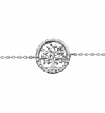 BRACELET ARGENT RHODIE ARBRE DE VIE OXYDES BLANCS SERTIS 16+3CM 