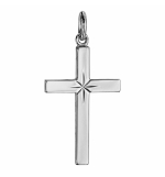 PENDENTIF CROIX ARGENT RHODIE GRAND MODELE DIAMANTE ETOILE 27MM