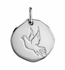 PENDENTIF ARGENT RHODIE GALET 18MM AVEC COLOMBE