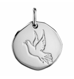PENDENTIF ARGENT RHODIE GALET 18MM AVEC COLOMBE