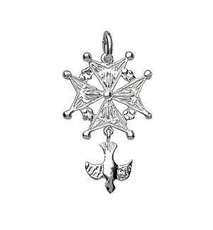 PENDENTIF CROIX HUGUENOTE MD HOMME ARGENT RHODIE