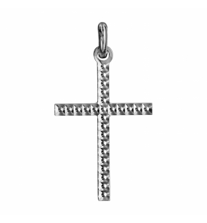 PENDENTIF ARGENT RHODIE MOYENNE CROIX DIAMANTE