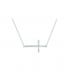 COLLIER ARGENT RHODIE GRANDE CROIX COUCHEE OXYDES MICRO SERTIS 43+2CM