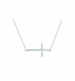 COLLIER ARGENT RHODIE GRANDE CROIX COUCHEE OXYDES MICRO SERTIS 43+2CM