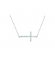 COLLIER ARGENT RHODIE GRANDE CROIX COUCHEE OXYDES MICRO SERTIS 43+2CM