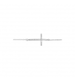 BRACELET ARGENT RHODIE GRANDE CROIX COUCHEE OXYDES MICRO SERTIS 16+2CM