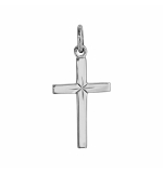 PENDENTIF CROIX ARGENT RHODIE DIAMANTE ETOILE 22MM dim 20x12 mm