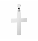 PENDENTIF GROSSE CROIX 32MM ARGENT RHODIE LISSE A GRAVER