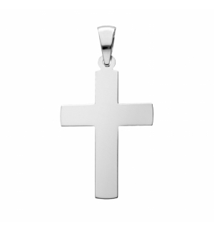 PENDENTIF GROSSE CROIX 32MM ARGENT RHODIE LISSE A GRAVER