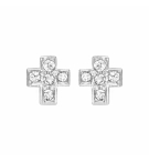 BOUCLES D'OREILLES TIGE ARGENT RHODIE CROIX DIM 6 X 5 MM OXYDES DE ZIRCONIUM SER